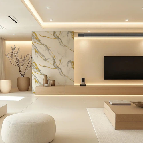 Marble PVC Panel in the Living Room Marble PVC Panel in the Living Room